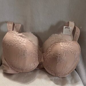 Jessica Simpson Floral Lace Full-Coverage Bra in Light Blush